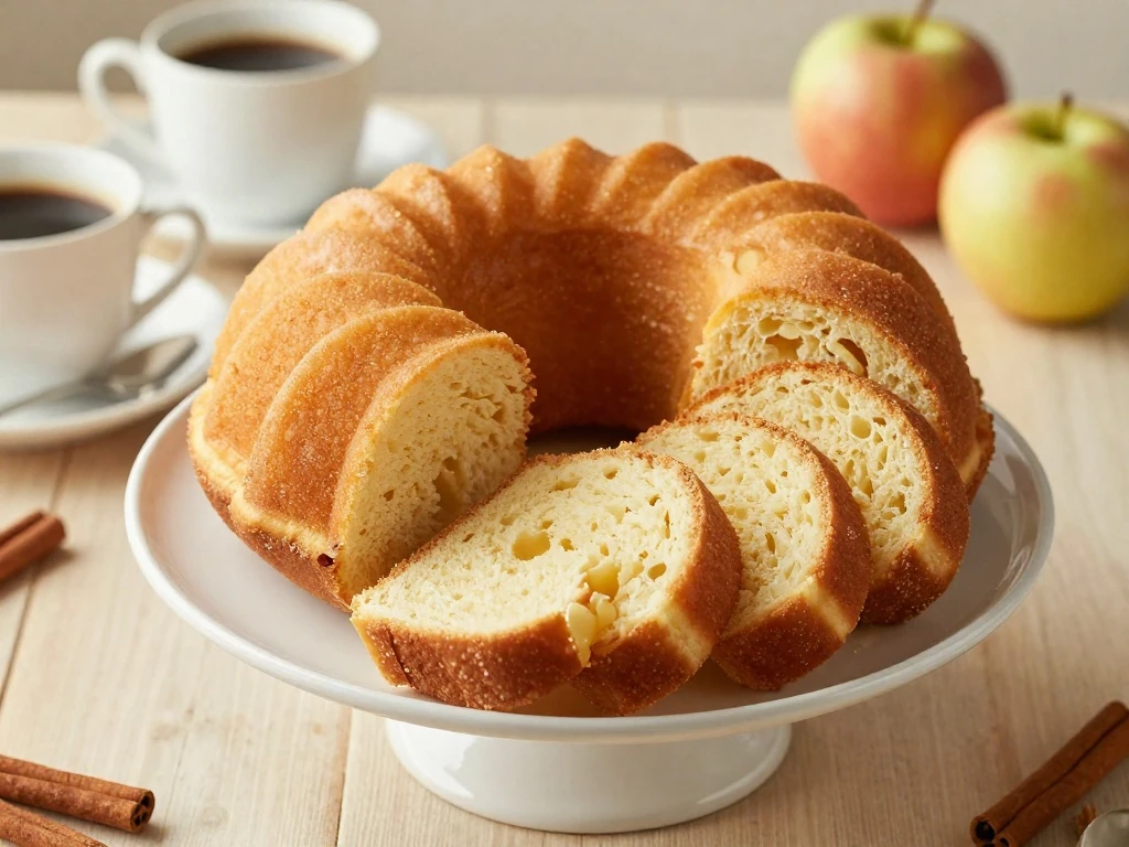Apple cider donut cake served for a cozy autumn gathering
