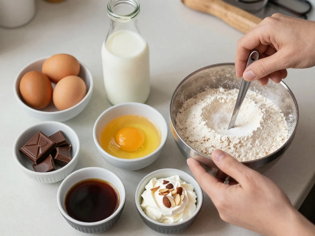 Ingredients for homemade Italian torta al rum