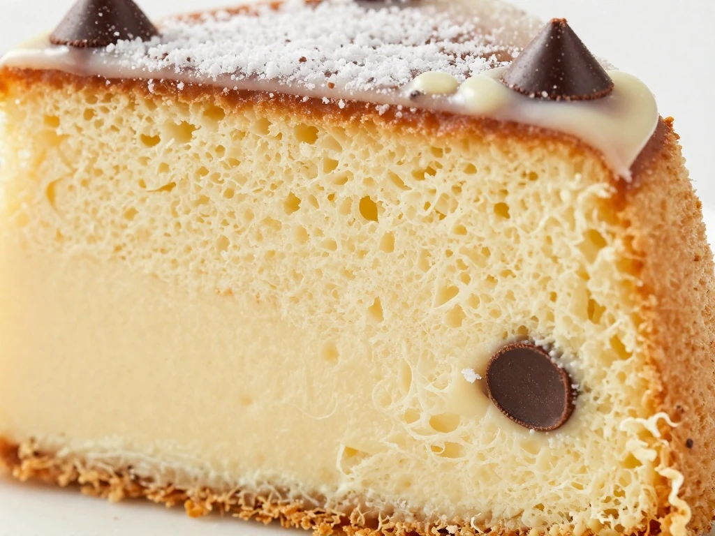 Close-up of the tender crumb inside pudding cake