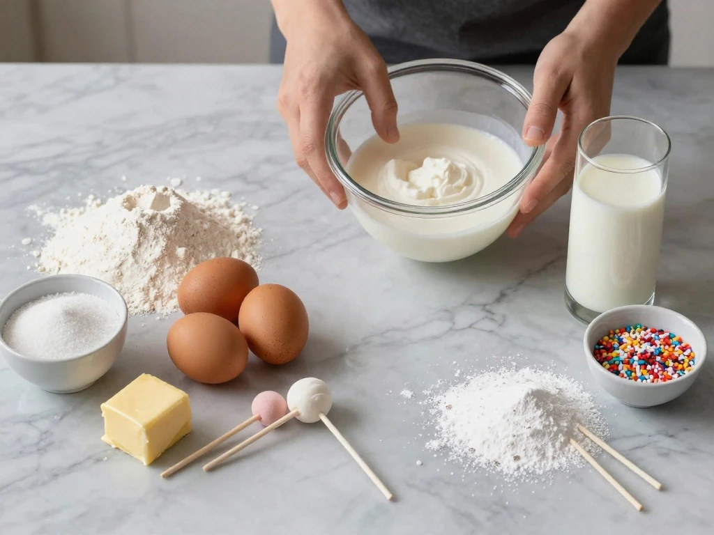 Ingredients for homemade vanilla cake pops