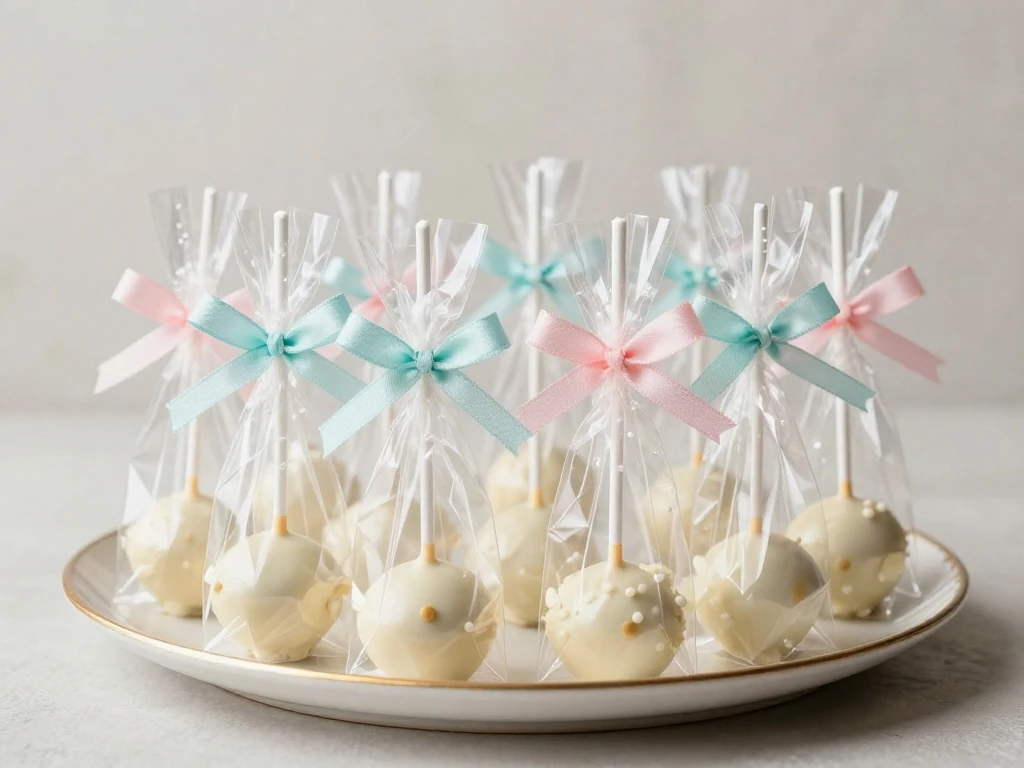 Individually packaged cake pops ready for serving