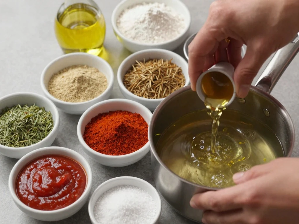 Ingredients for a homemade red enchilada sauce