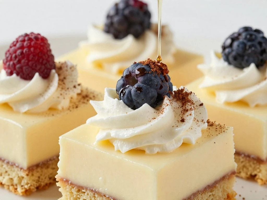 Tres leches cake garnished with cinnamon and fresh berries