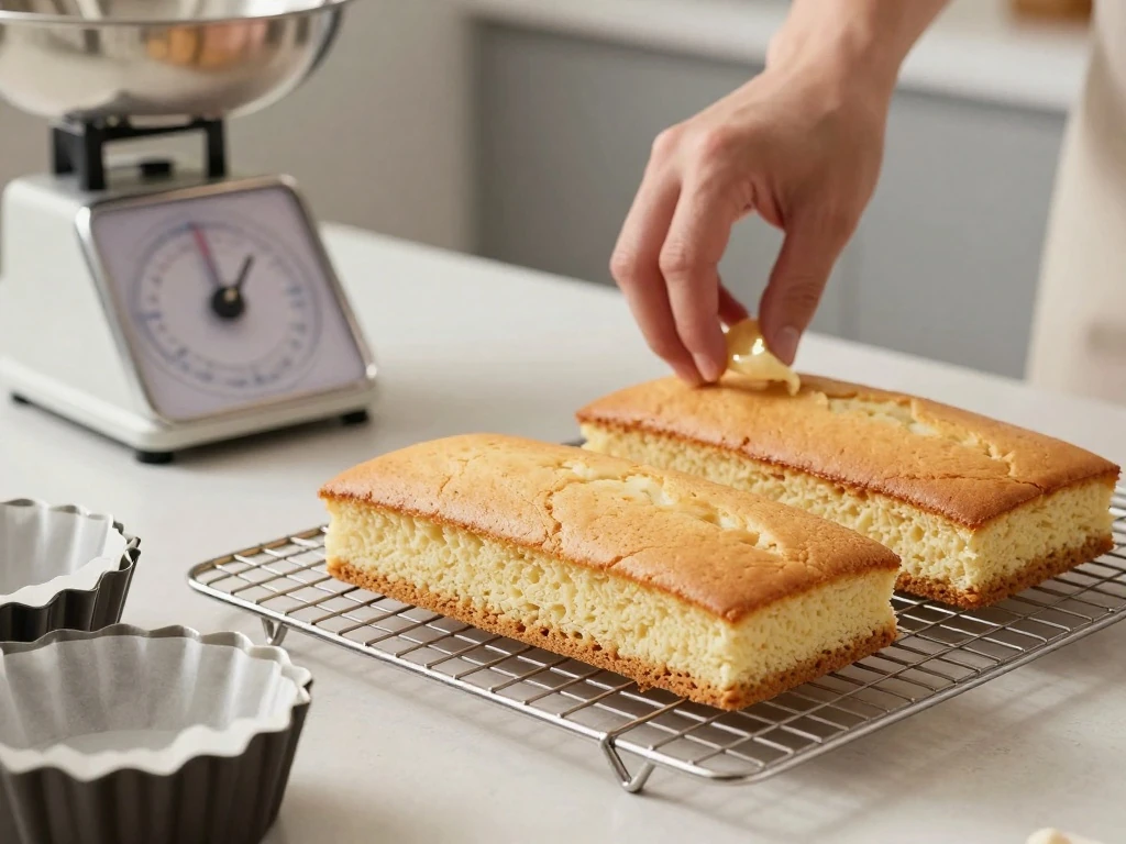 Cooled vanilla cake layers ready for frosting