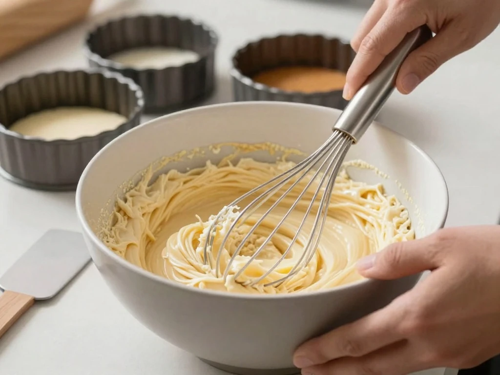 Folding rainbow sprinkles into birthday cake batter