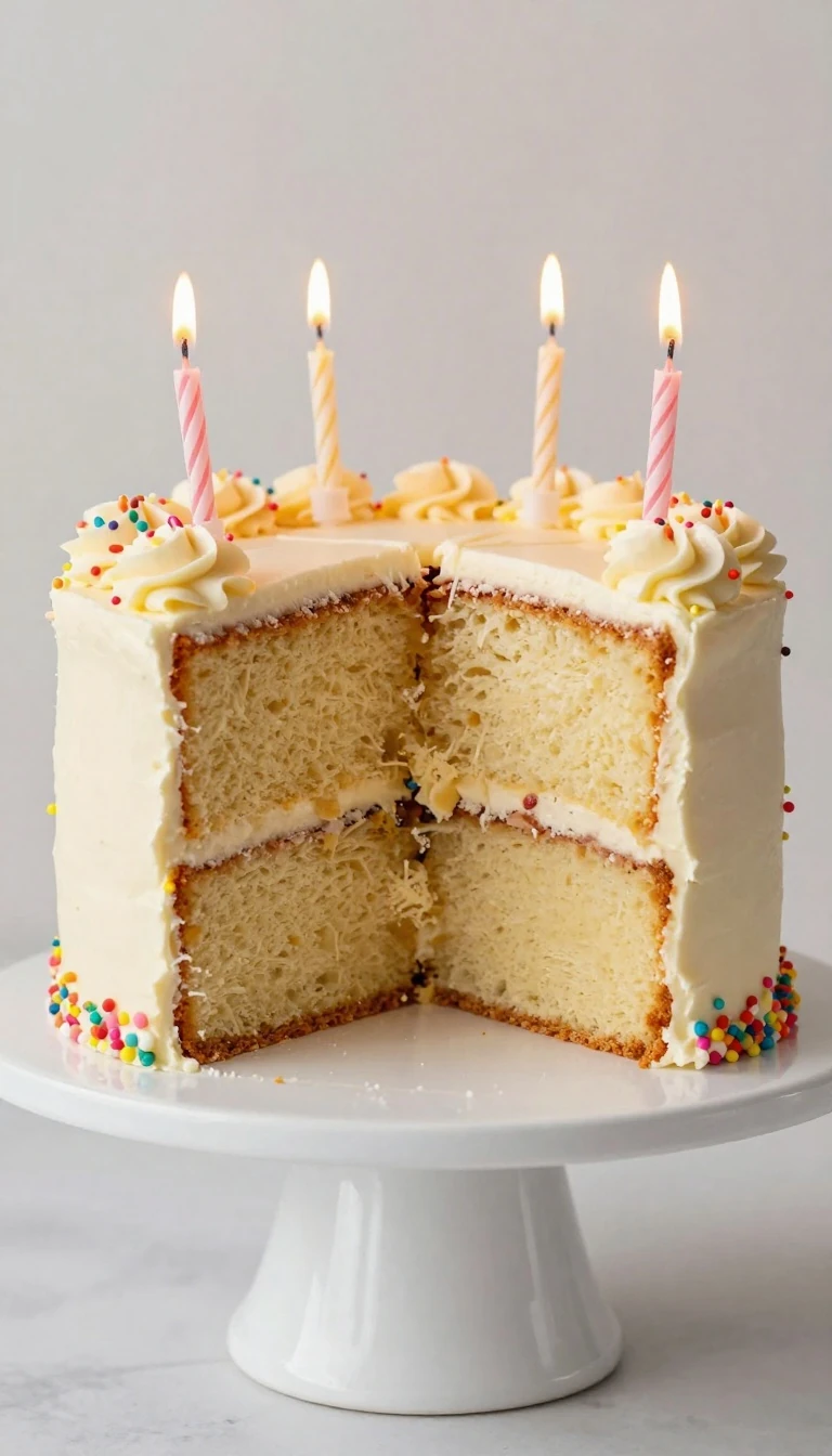 Homemade Birthday Cake Recipe with Fluffy Vanilla Layers and Buttercream