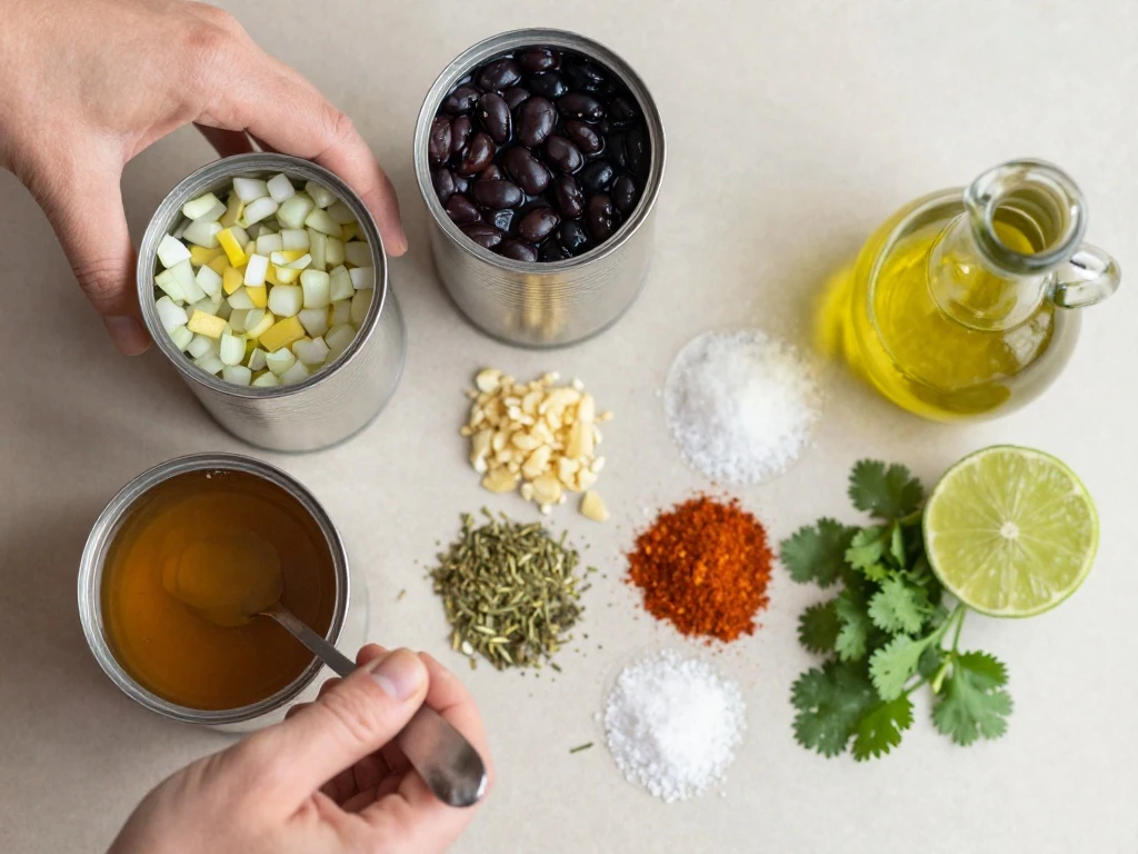 Ingredients for an easy black beans recipe