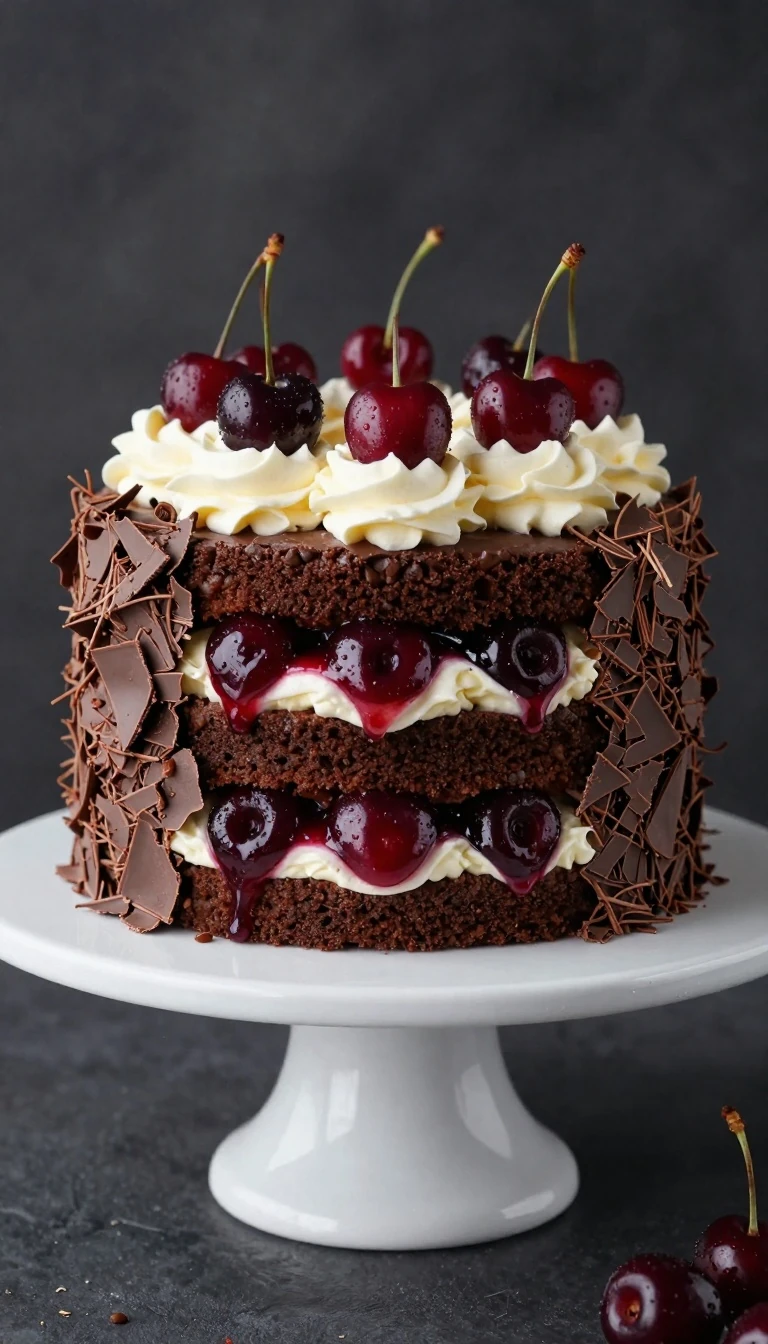 Classic German Black Forest chocolate cherry cake