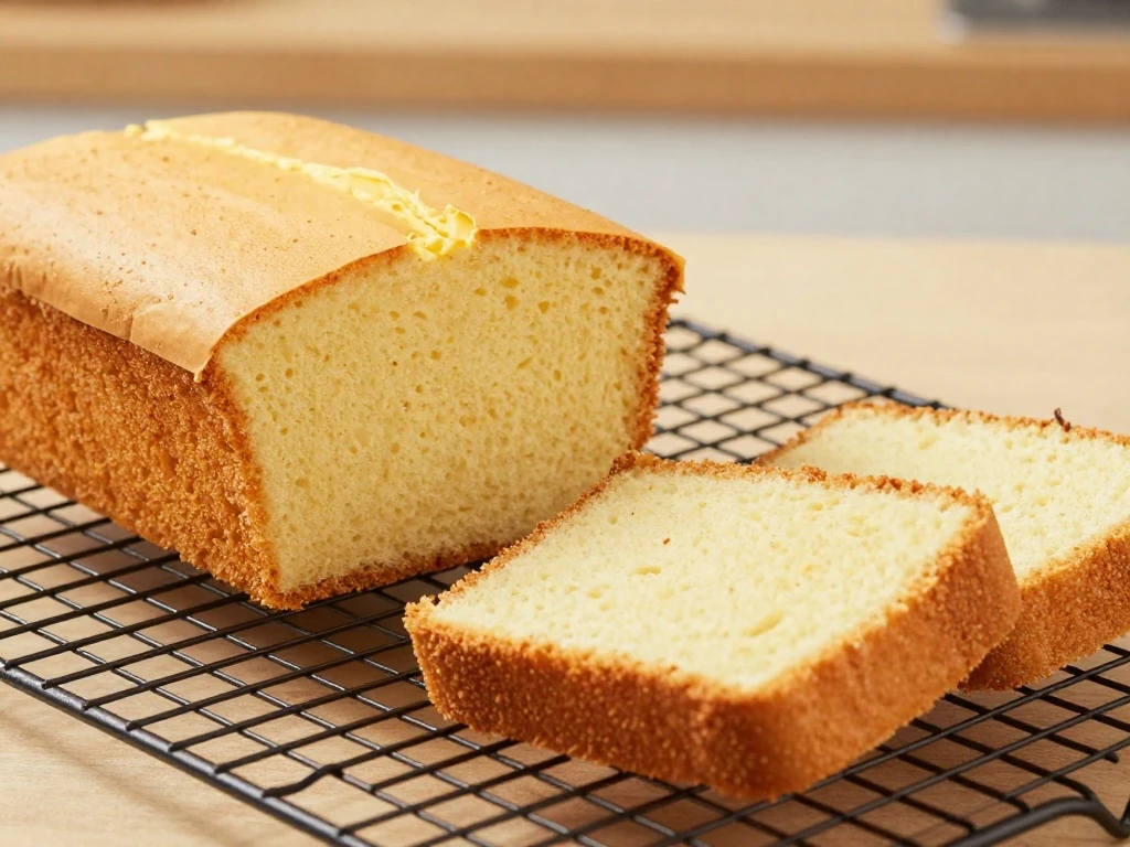 Plain butter cake ready for storage with sliced portions