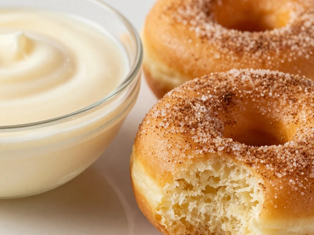 Cinnamon sugar and vanilla glaze finishes for classic cake donuts