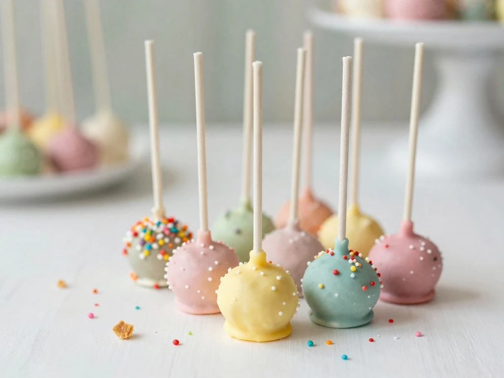 Colorful homemade cake pops arranged on a dessert stand