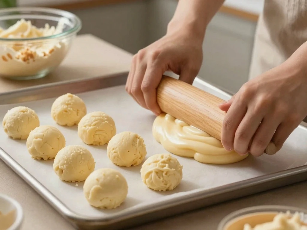Rolling cake mixture into balls for homemade cake pops