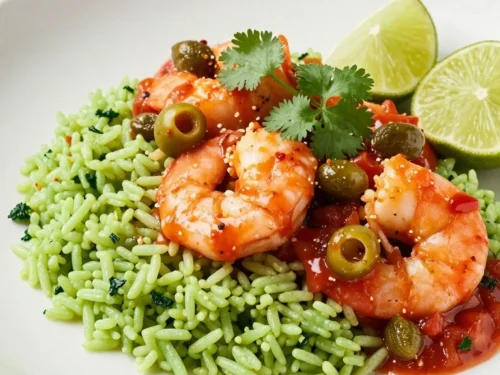 Camarones a la Veracruzana con Arroz Verde Recipe