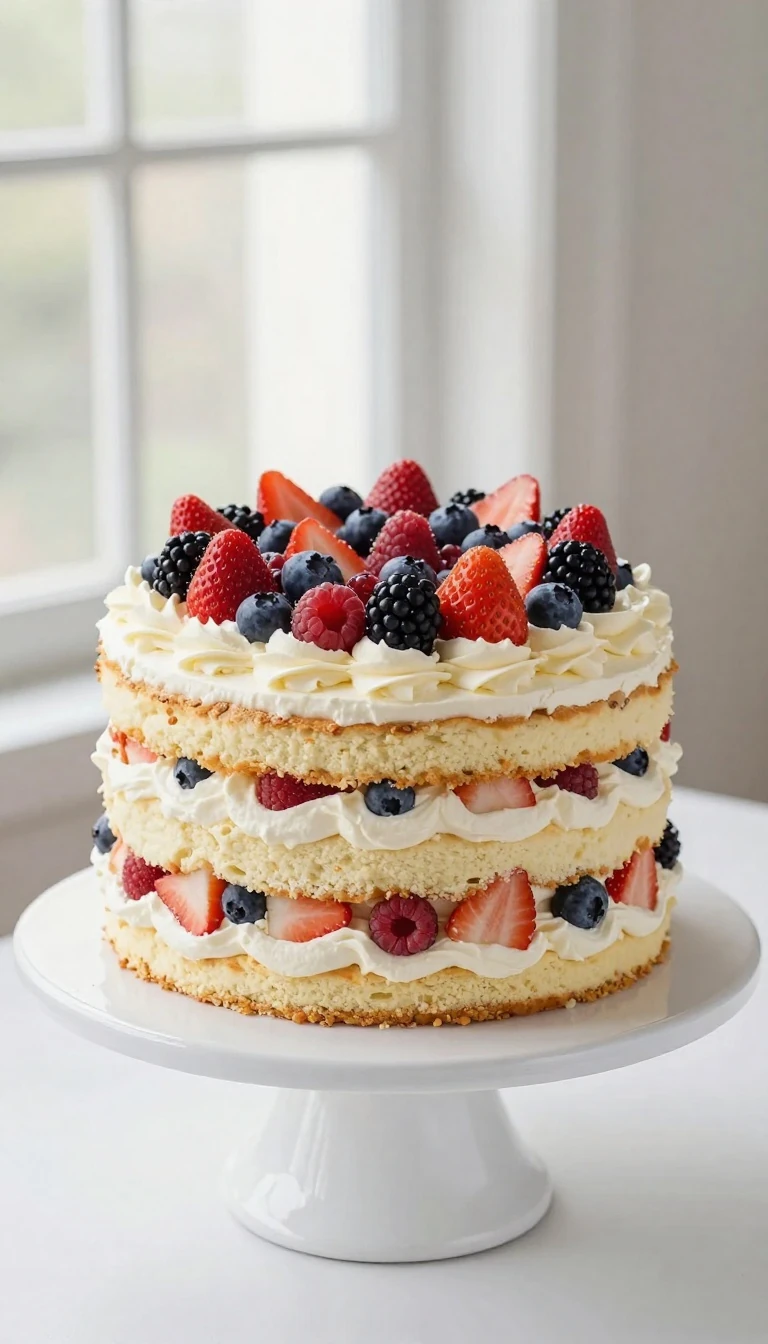 Chantilly Cake Recipe with Fresh Berries and Mascarpone Frosting