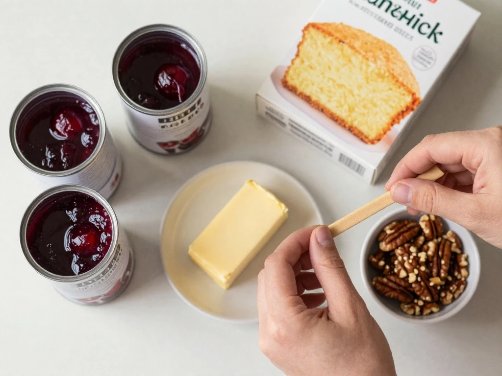 Ingredients for easy cherry dump cake