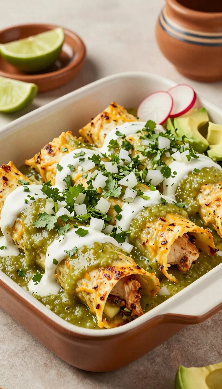 Easy Chicken Enchiladas Verdes Recipe with Salsa Verde