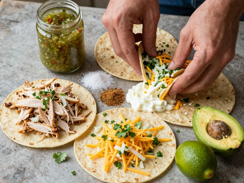 Ingredients for easy chicken enchiladas verdes