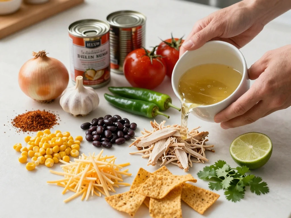 Ingredients for chicken tortilla soup copycat recipe