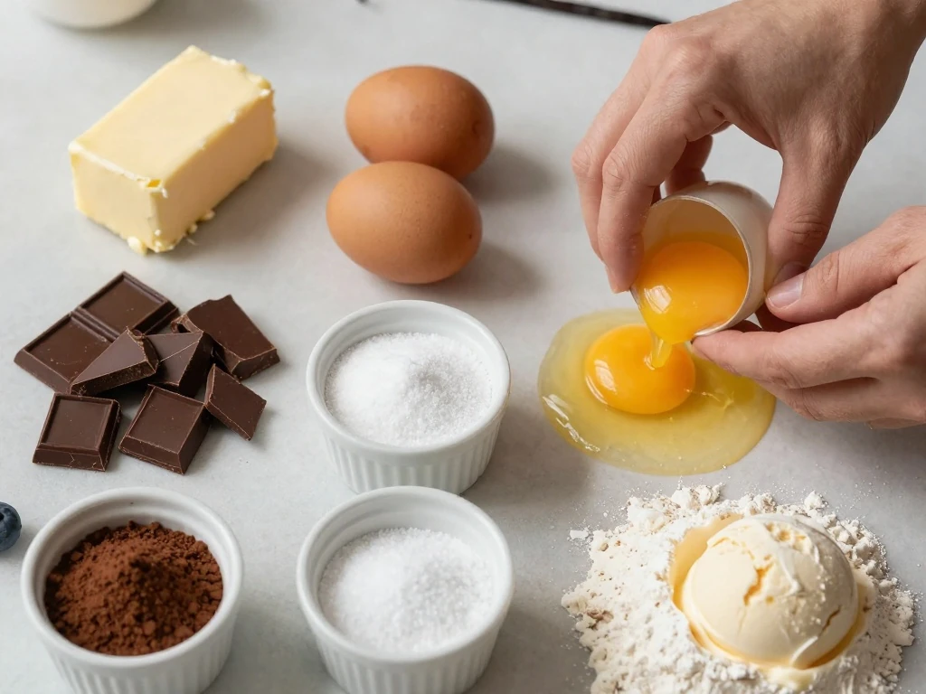Ingredients for an easy choco lava cake recipe