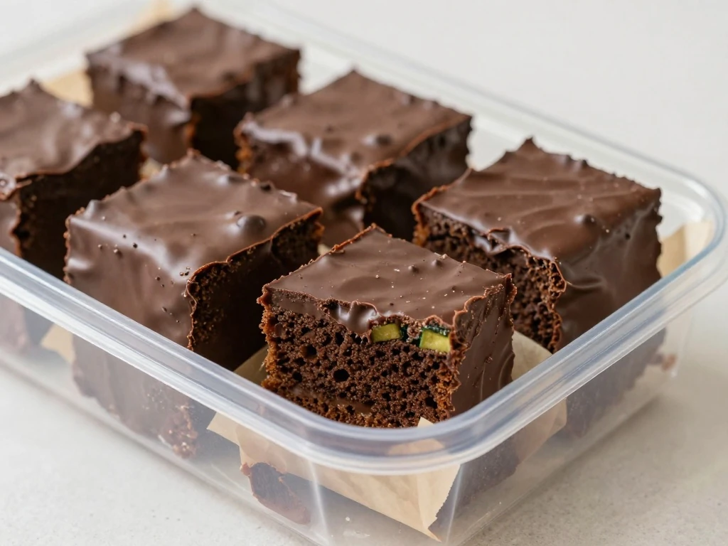 Stored chocolate zucchini cake slices