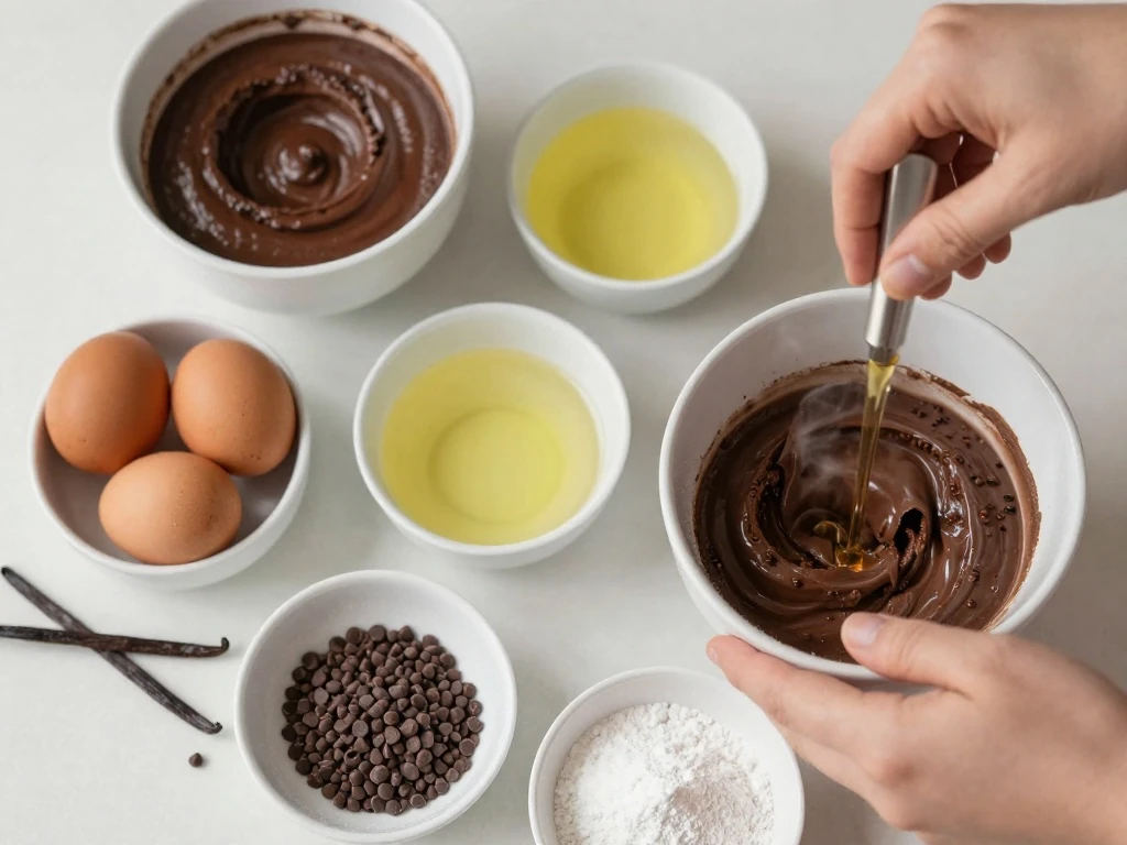 Ingredients for easy chocolate cake mix crinkle cookies