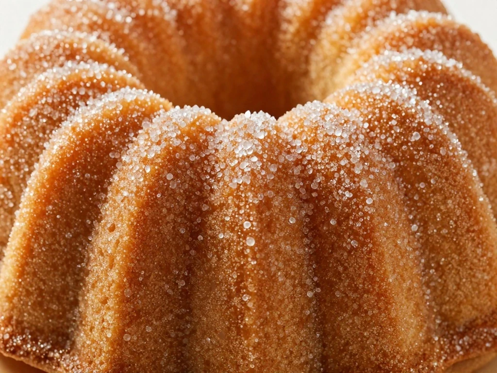 Close-up of the crisp sugary crust on pound cake