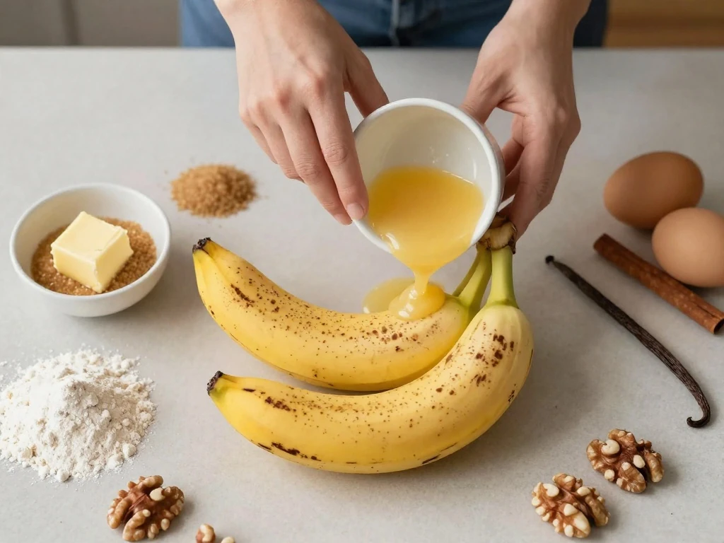 Ingredients for easy banana cake
