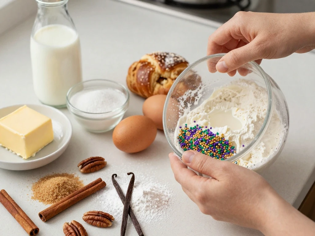 Ingredients for an easy homemade King Cake
