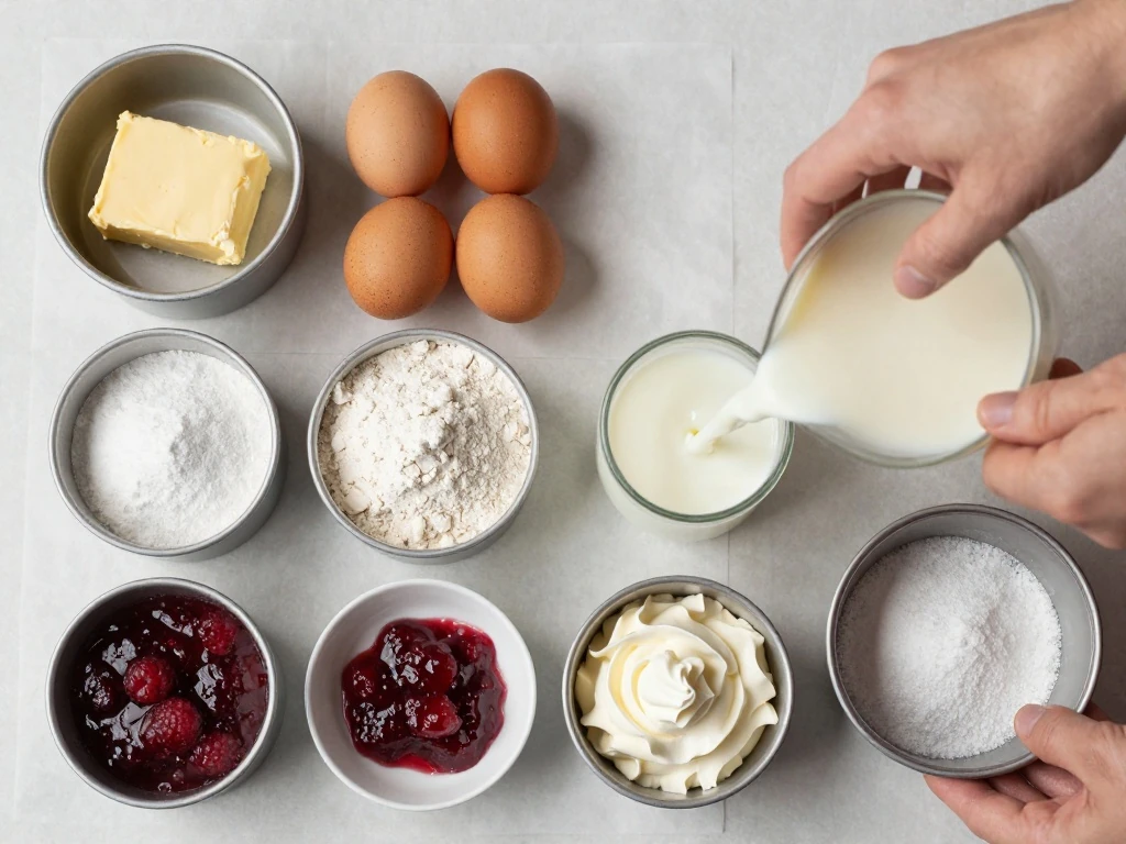 Ingredients for an easy homemade sponge cake