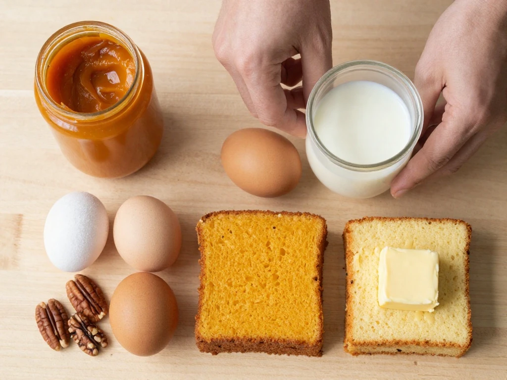 Ingredients for pumpkin dump cake with yellow cake mix