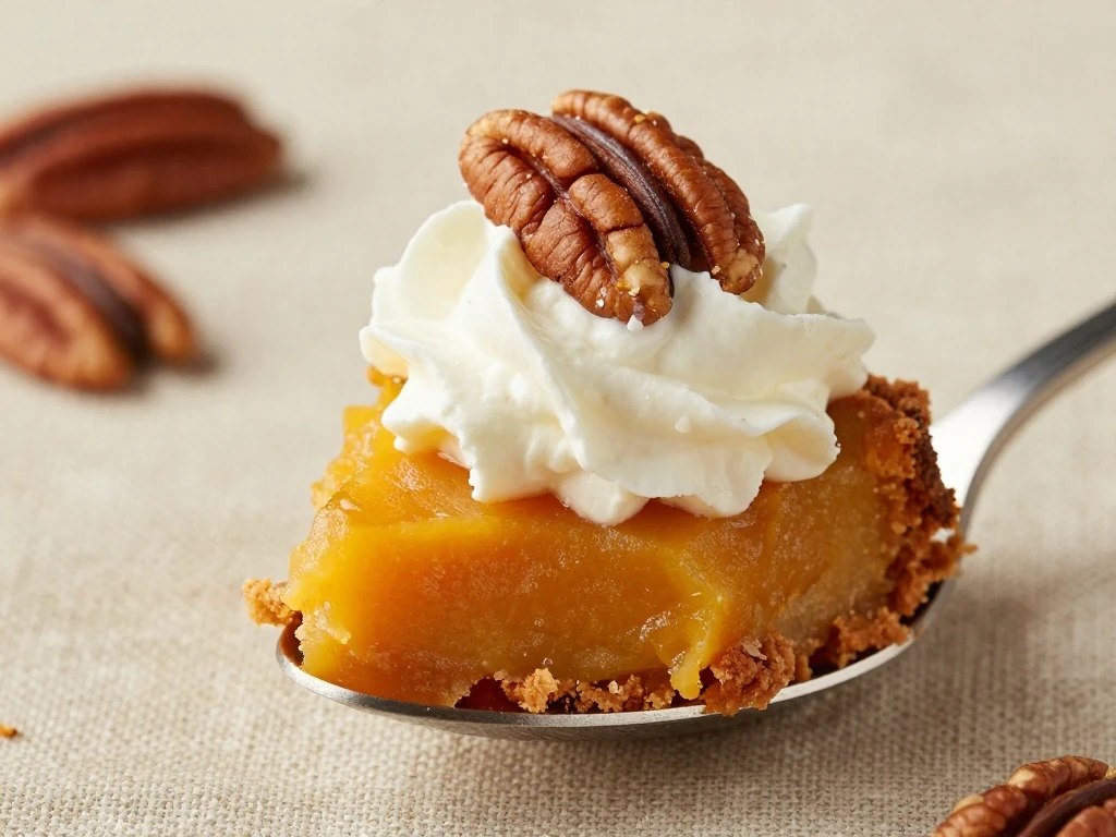 Pumpkin dump cake topped with whipped cream and pecans