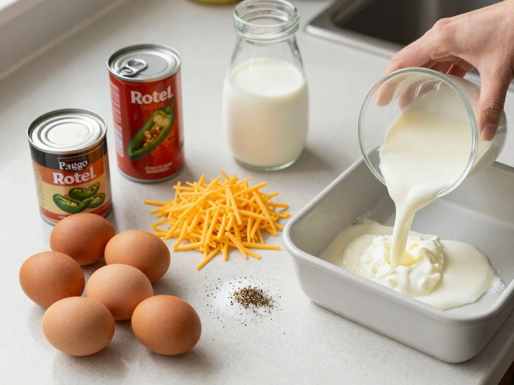 Ingredients for Easy Eggs Rotel Bake Recipe