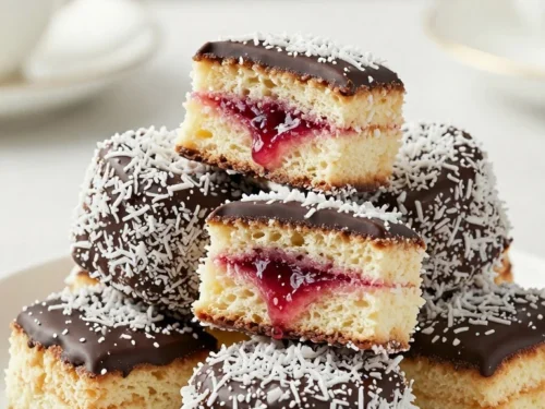 Fluffy Australian Lamington Recipe with Chocolate, Coconut and Raspberry Jam Fluffy Australian Lamington Recipe with Chocolate, Coconut and Raspberry Jam
