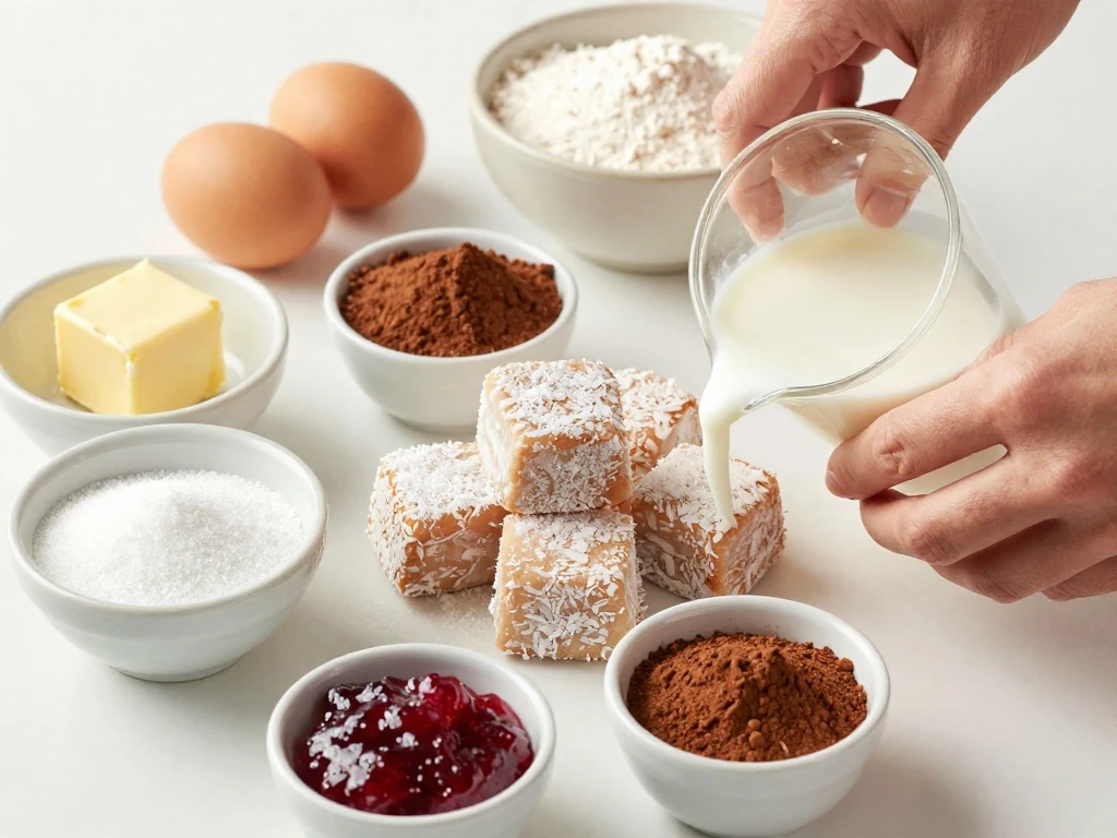 Ingredients for fluffy Australian lamingtons