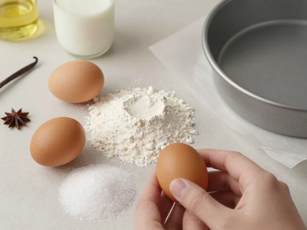 Ingredients for an easy fluffy cloud steamed cake