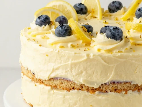 Fluffy Lemon Blueberry Cake Recipe with Lemon Cream Cheese Frosting