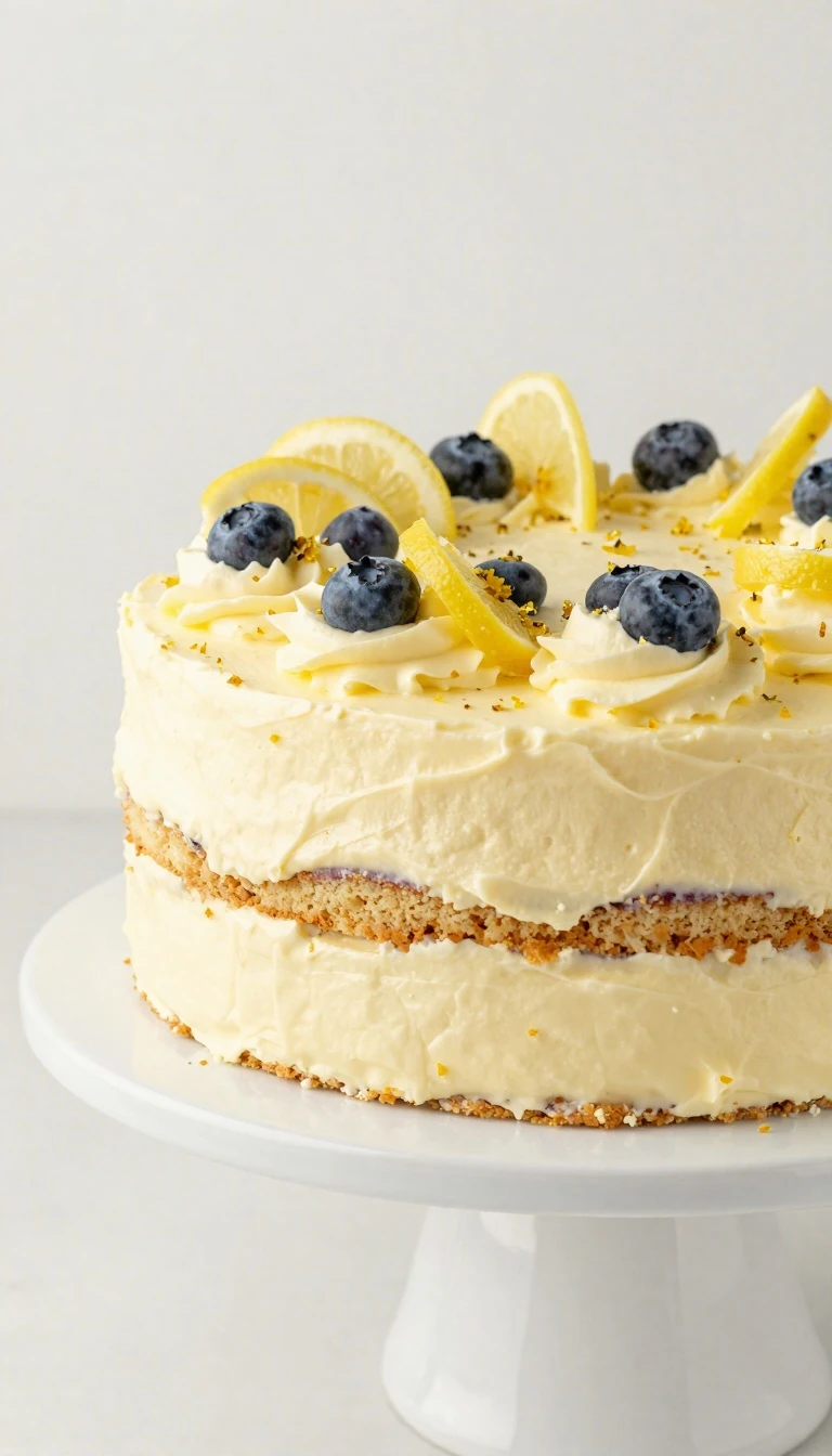 Fluffy Lemon Blueberry Cake Recipe with Lemon Cream Cheese Frosting