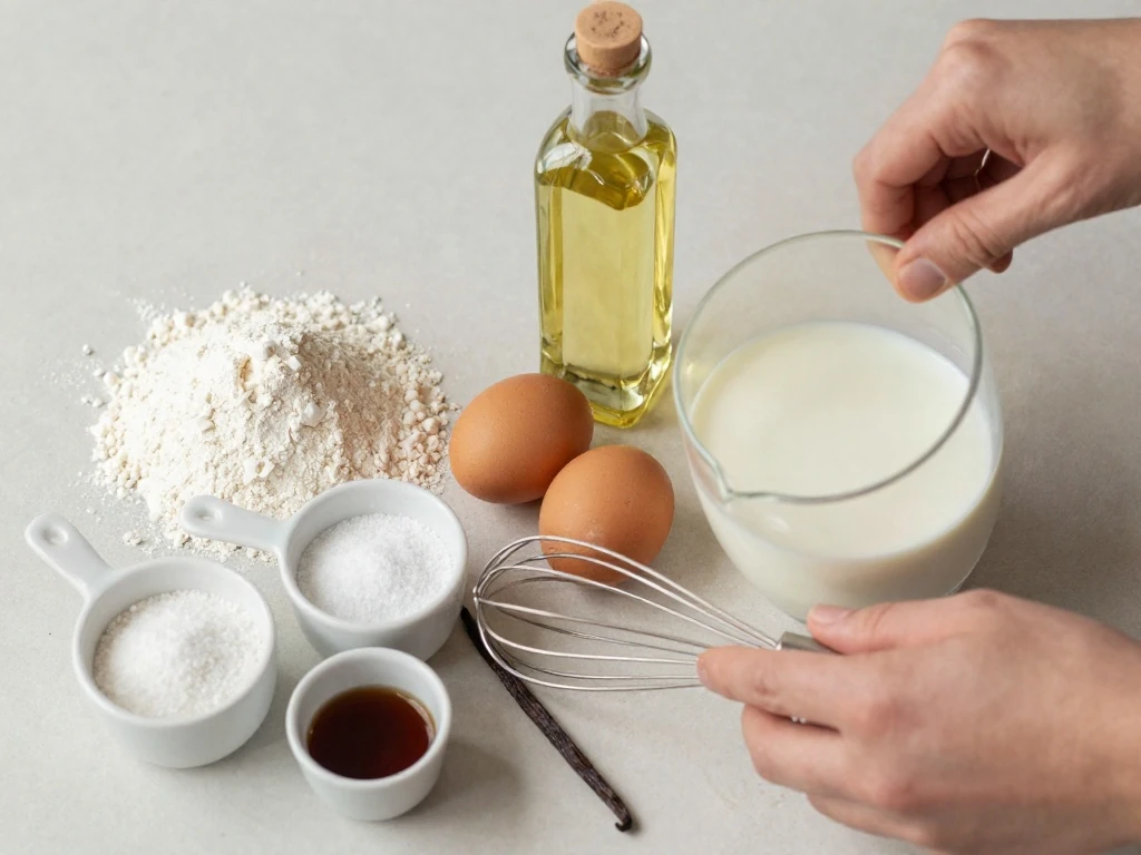 Ingredients for an easy fluffy vanilla cake
