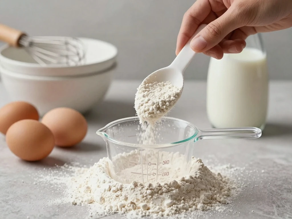 Accurately measuring ingredients for vanilla cake