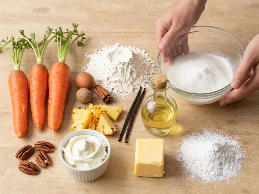 Ingredients for Grandma's Southern carrot cake
