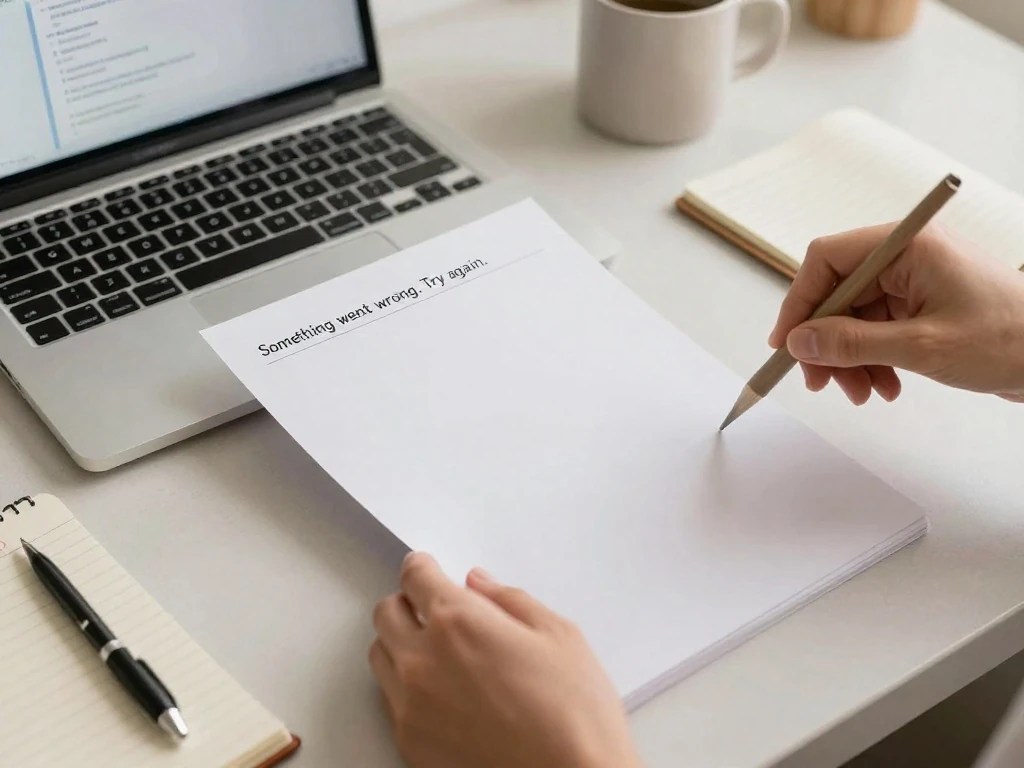 Recipe card and laptop displaying an unidentified recipe error message