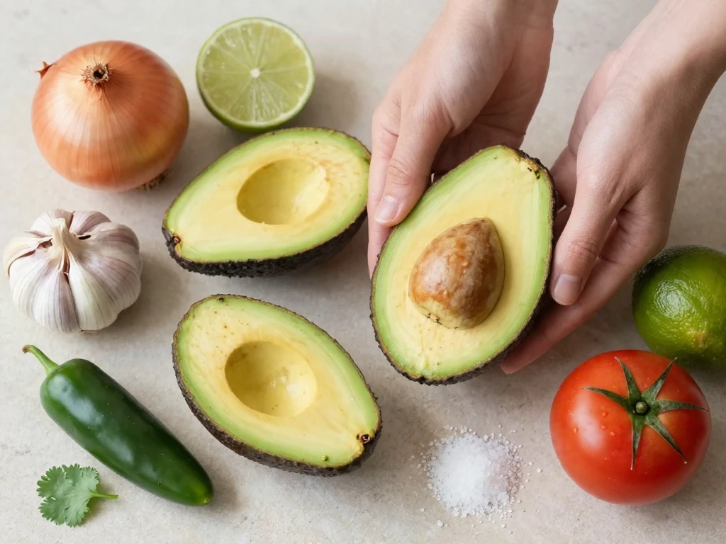 Ingredients for classic homemade guacamole