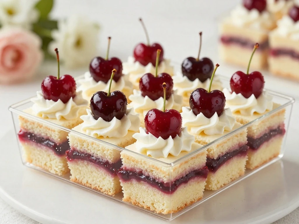 Layered cherry Heaven on Earth Cake served for a special occasion