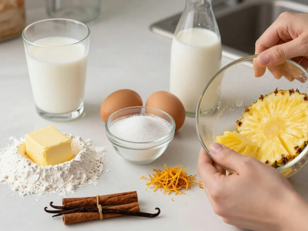 Ingredients for Dominican pineapple bizcocho