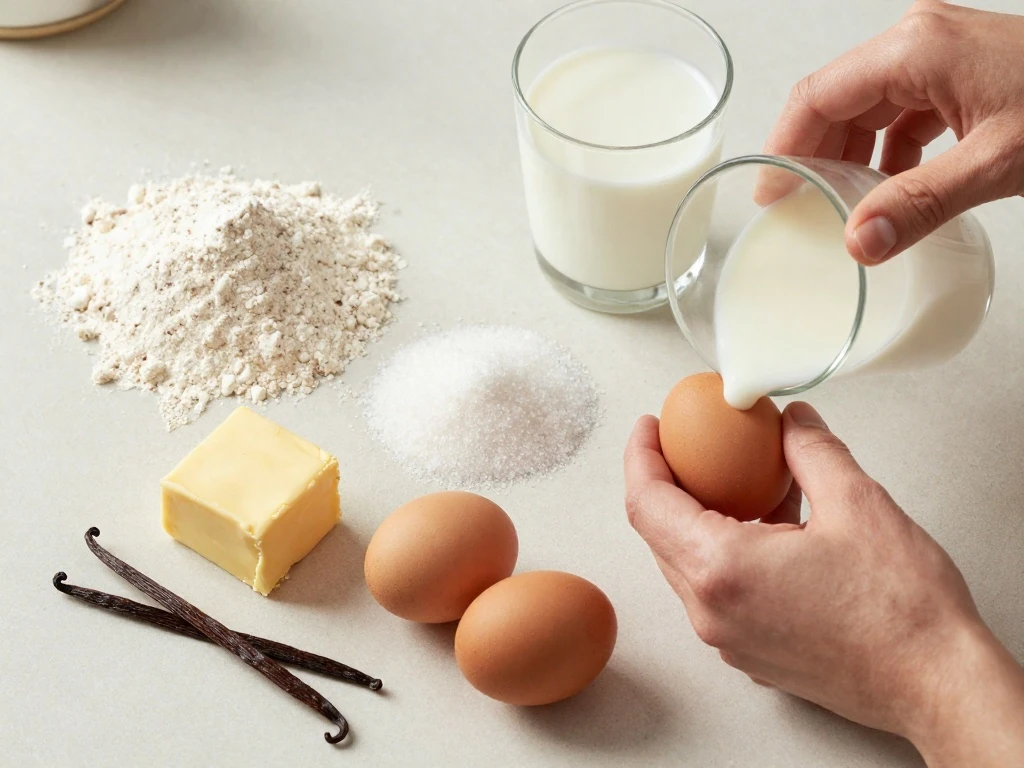 Ingredients for an easy heavenly soft vanilla cake