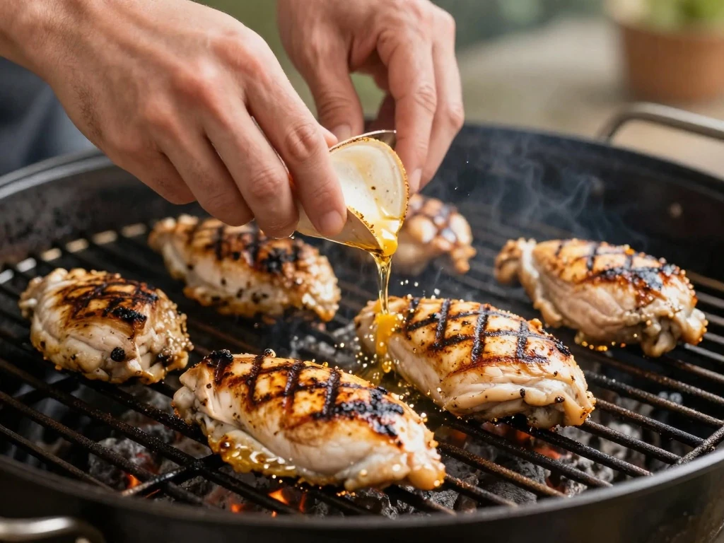 Honey tequila lime chicken grilling over medium-high heat