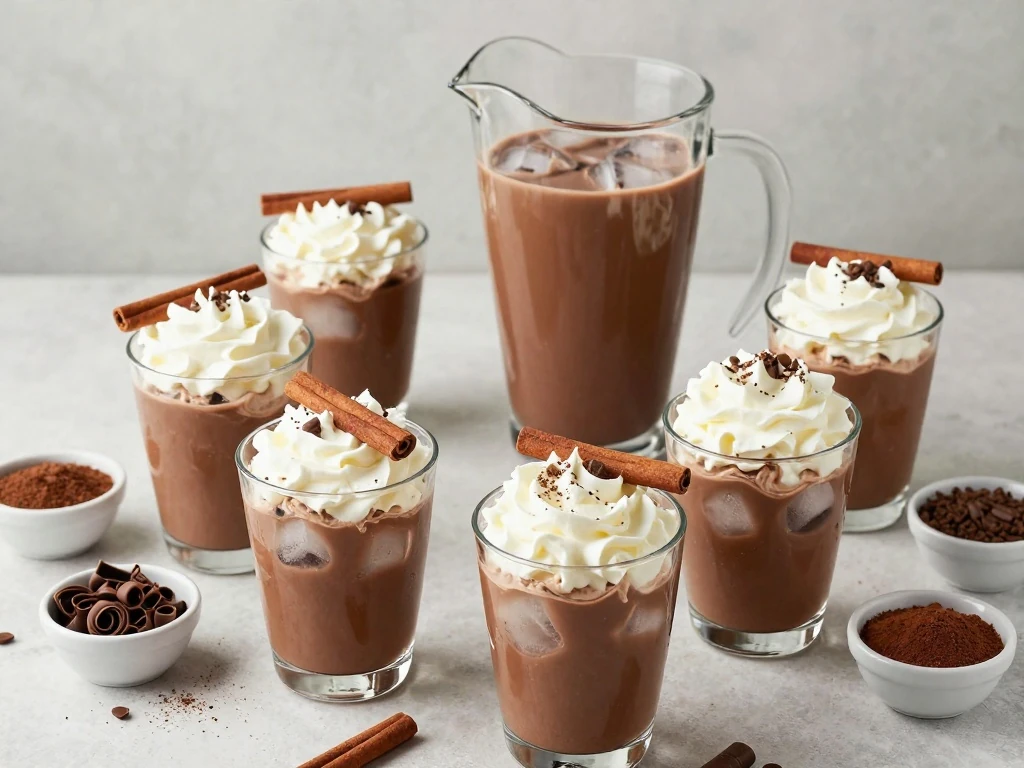 Iced Mexican chocolate prepared for serving