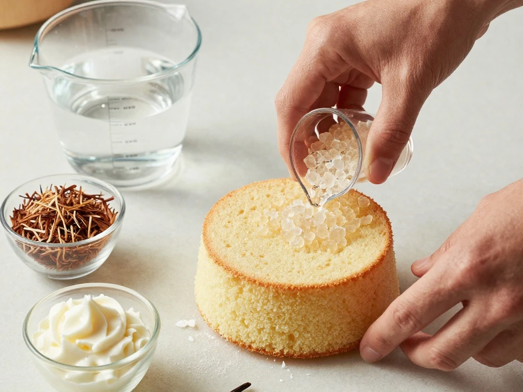 Ingredients for Australian jelly cakes arranged on a kitchen counter