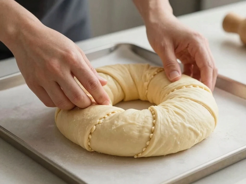 Shaping an even king cake ring before its second rise