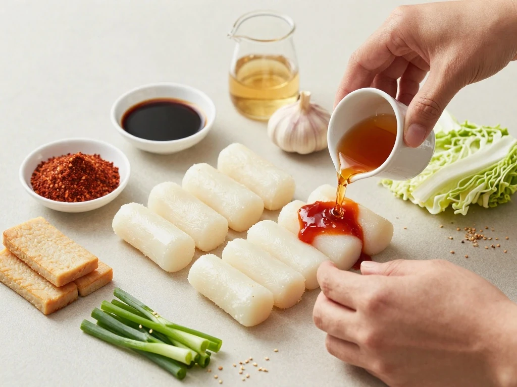 Ingredients for an easy Korean rice cake recipe